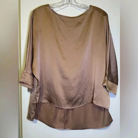 She + Sky 3/4 Sleeve Satin Blouse taupe size M - Picture 3 of 8